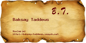 Baksay Taddeus névjegykártya